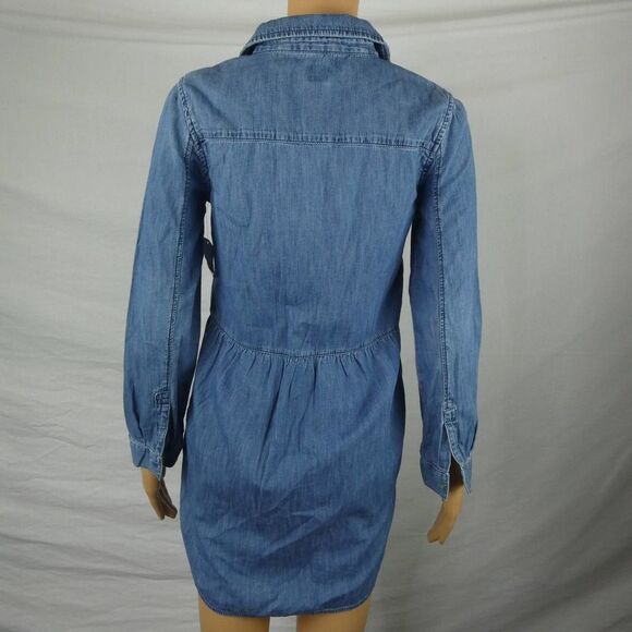 GAP Kids Denim Shirt Dress Front Pockets Long Sleeve Collared New With Tag NWT - Picture 9 of 9